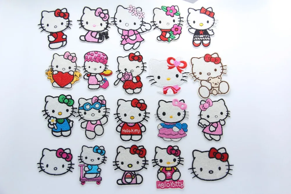 20 pcs HELLO KITTY Embroidered Iron-On Patches For Clothes Garment Applique DIY Accessory |