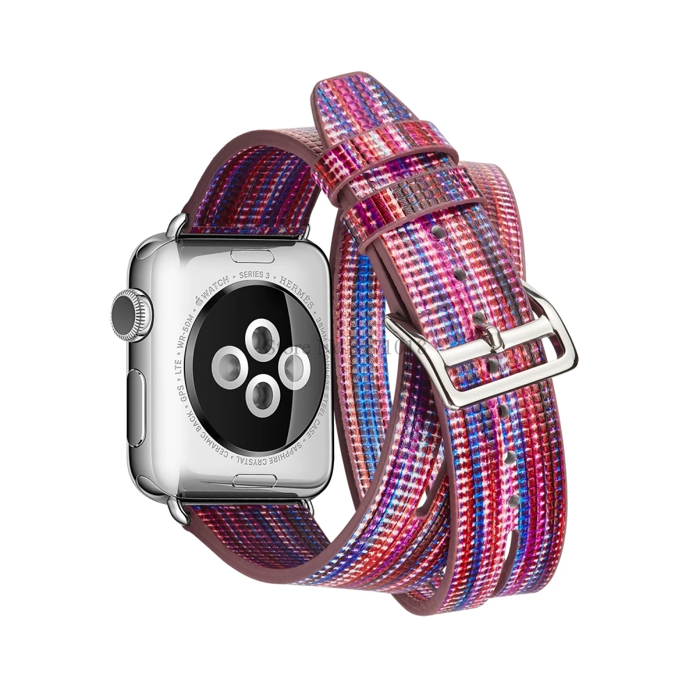 Для Apple Watch Series 1 2 3 38 мм 42 мм многоцветный ремешок из натуральной кожи двойной тур сменный Браслет ремешок для часов - Цвет ремешка: 3