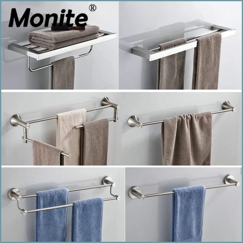 Bar Hanger 6 style Shelf Wall Mounted Bathroom supplies Towel Rail Holder Nickel Brushed Bathroom Folding Storage Rack Shelf