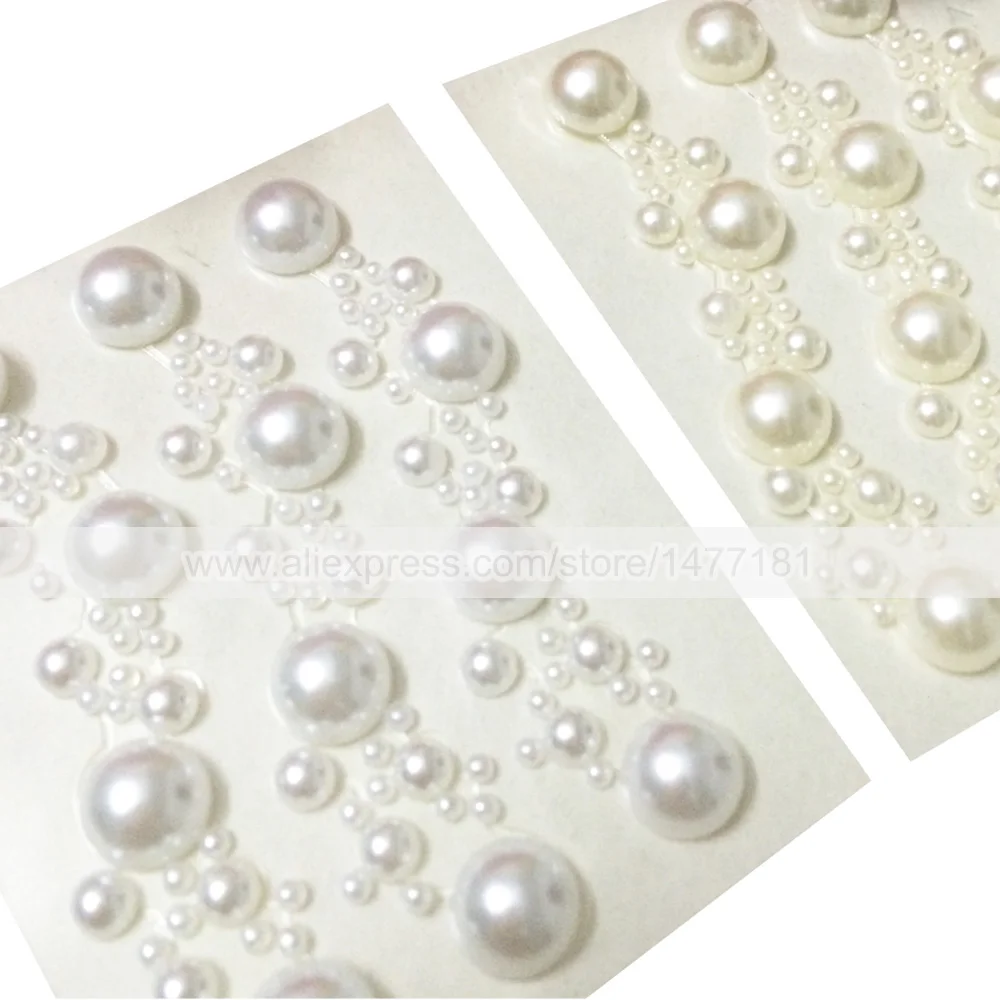 4 ST07 Rhinestone and Pearl strips sticker