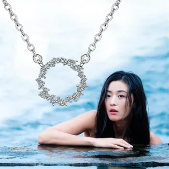 

New Beautiful Exquisite 925 Sterling Silver Fashion Jewelry Circle Crystal Blue Sea Legend Personality Pendant Necklaces N236