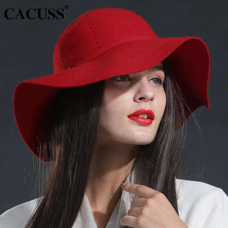 Cacuss brand hats women fedoras autumn winter wool hats keep warm high