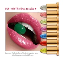 7 видов цветов волшебный Температура изменения Цвет помада матовых оттенков, Водонепроницаемый увлажнитель длительного действия с блестящими сверкающими стразами, помада, косметика