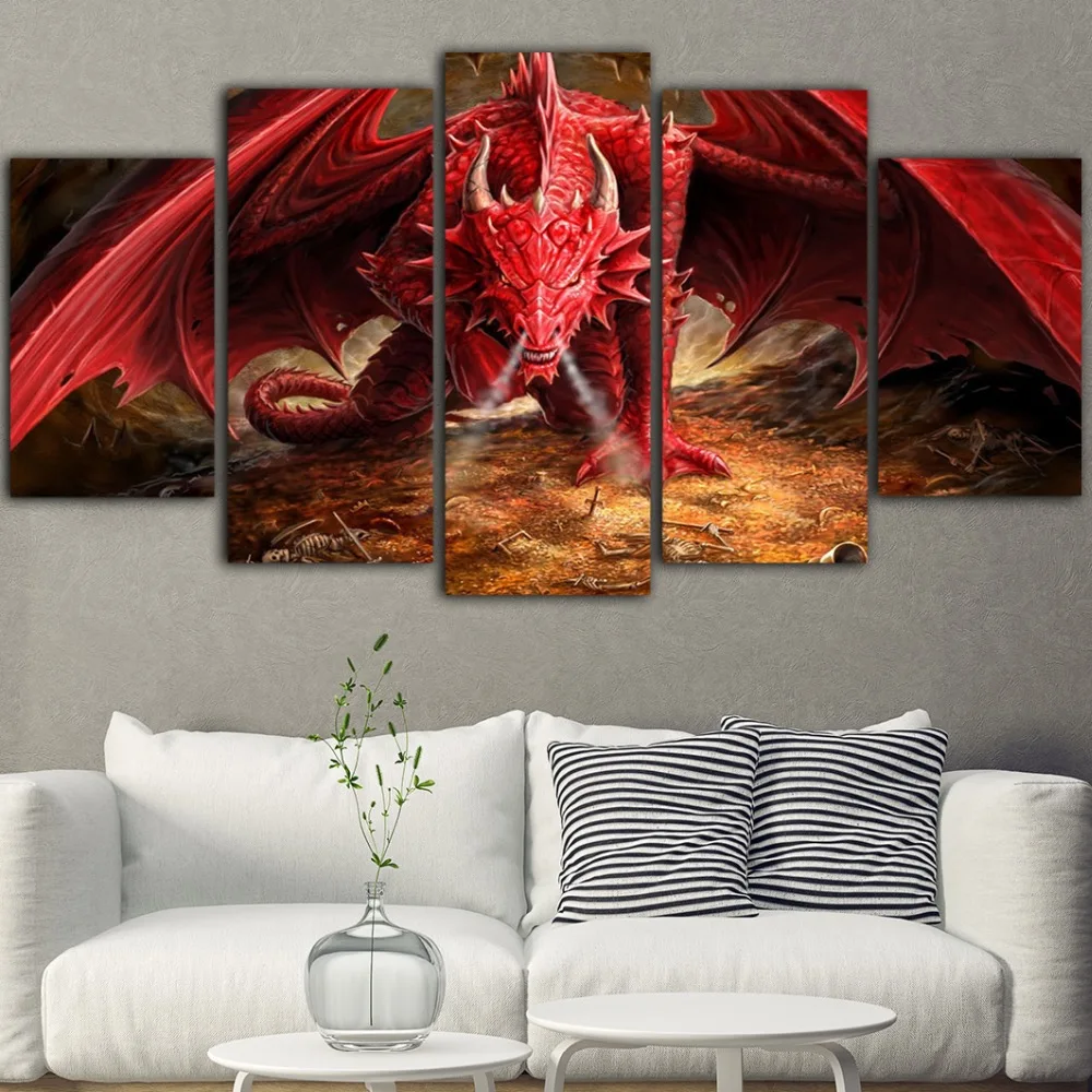 

5 Piece Wall Art Canvas Dragon Posters Living Room HD Prints Home Decoration Modular Picture Framework Modern Painting On Canvas