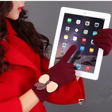 Лучшее предложение/Новинка Хорошее качество модные элегантные 1 пара зимние теплые мягкие наручные перчатки Женские варежки перчатки с сенсорным экраном AA0038