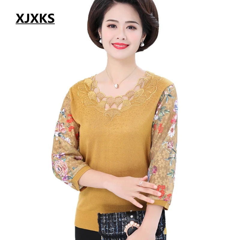 

XJXKS New 2019 Spring Knitted Tops Plus Size Jumper Woman Clothes Thin Sweater Soft Pullover Women Oversized Sweaters