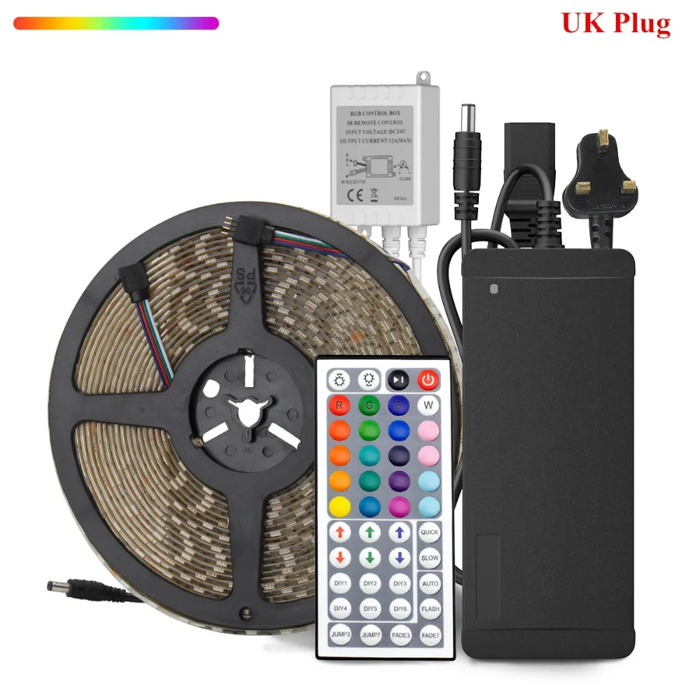 SuperNight 5050 RGB LED Strip kit 10M 60LEDsm DC 24V IP65 Waterproof Tape Light with 44 Keys Controller Power Adapter US EU UK (10)_