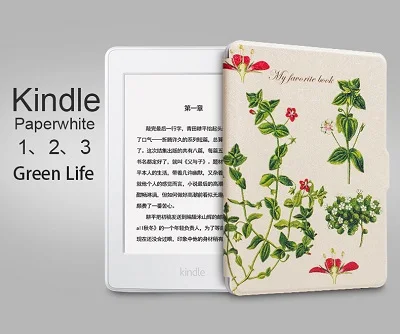 WALNEW тонкий из искусственной кожи чехол для Amazon Kindle Paperwhite Обложка 1 2 3 2012 2013 Smart 6 дюймов электронная книга Автоматический Режим сна/пробуждения - Цвет: Green Life