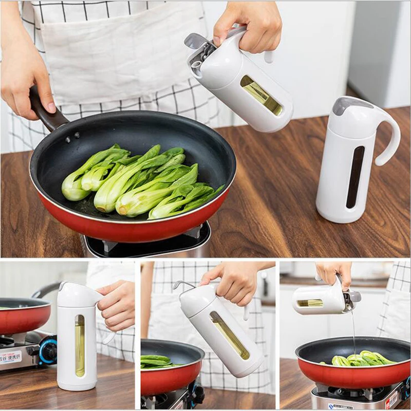 

High quality 320ml oil pot household kitchen leakproof plastic oil vinegar tank soy sauce bottle automatic opening and closing b