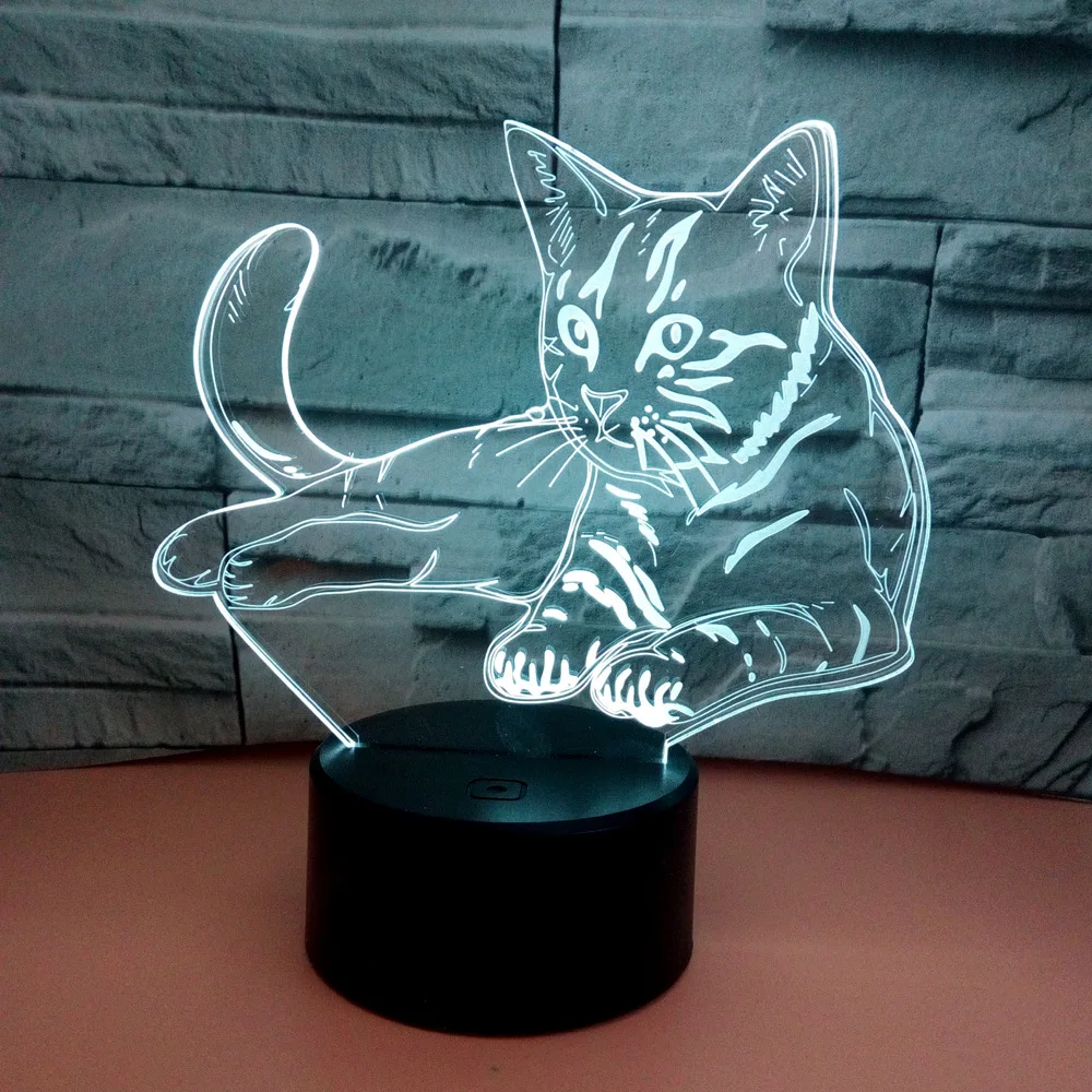 

DBF 7 Colors Changing 3D Lying Cat LED LAMP NIGHT LIGHT Multicolor RGB Bulb Christmas Decorative Gift Cartoon Toys Luminaria