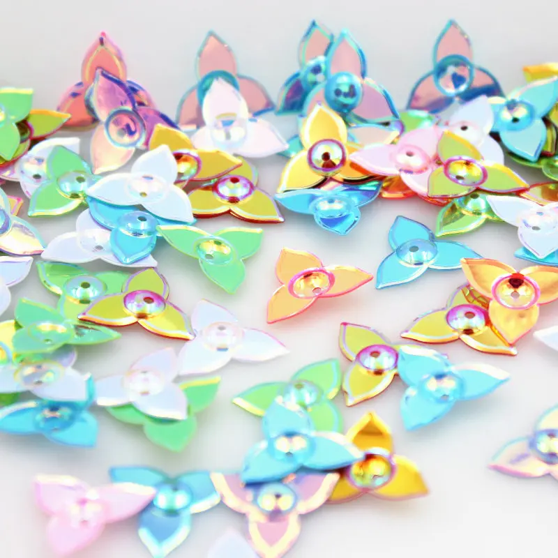 

100pcs/lot 15mm Flat Rainbow Flower Loose Sequins Multicolor Paillettes Sewing Craft Children DIY Clothing hat Accessories