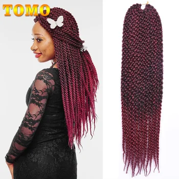 

TOMO 18" 22" 3D Cubic Twist Crochet Braids 12 Strands Ombre Black Bug Crochet Hair Extensions Synthetic Braiding Hair For Women
