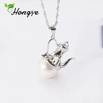 

Hongye Female Statement Pendant Necklaces Personalized Flagon Fashion Jewelry Real Silver 925 Neck Chains with Shell Pearl