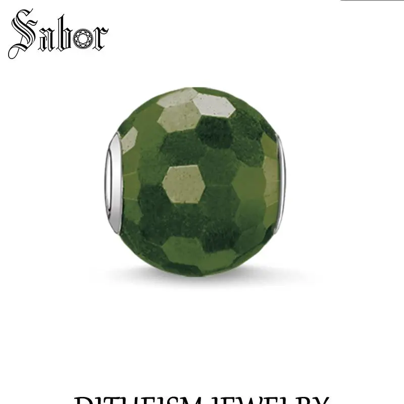 

accessories DIY Beads Faceted Green Crystal Fashion Silver Jewelry Ethnic Gift Women Men Girl Fit Bracelets Necklace jewellery