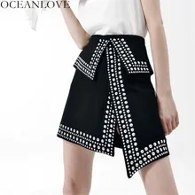 Женские асимметричные юбки с заклепками в стиле панк с завышенной талией, сексуальные мини-юбки с завышенной талией, Осенние новые модные тонкие юбки 10086