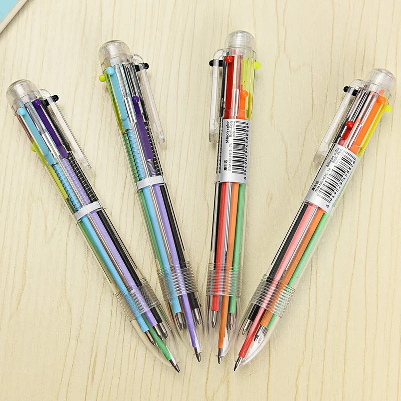 1PCS New Arrival Novelty Multicolor Ballpoint Pen Multifunction 6 In1