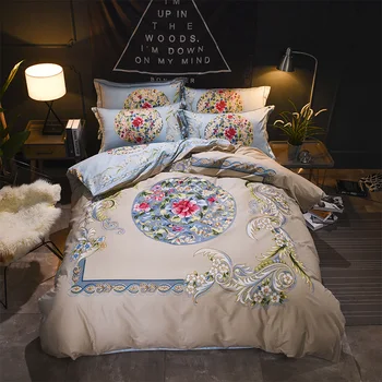 

Luxury Floral Printing Bedclothes Cotton Bedding Sets King Queen Double Size Bedcover Duvet Cover Pillowcase Bedlinens