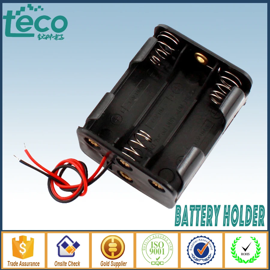 1pcs/ 6xAA Batteries 9V Diy Clip Holder Box Case With Wire Leads Black