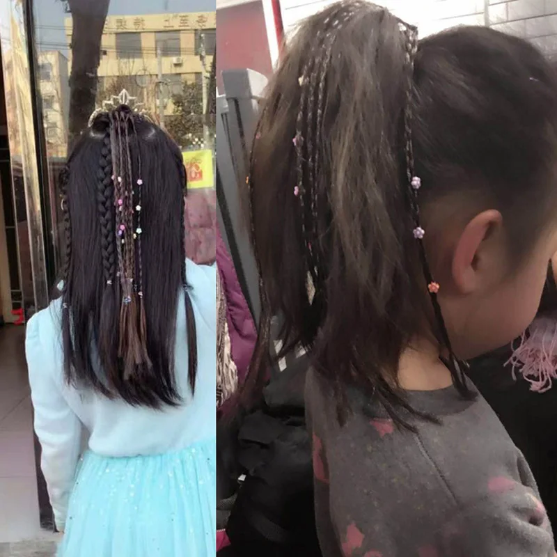 2pc-Children-Wig-Braids-Multi-color-Mini-Clip-Kids-Elastics-Hair-Bands-Girl-Cute-Hair-Accessories