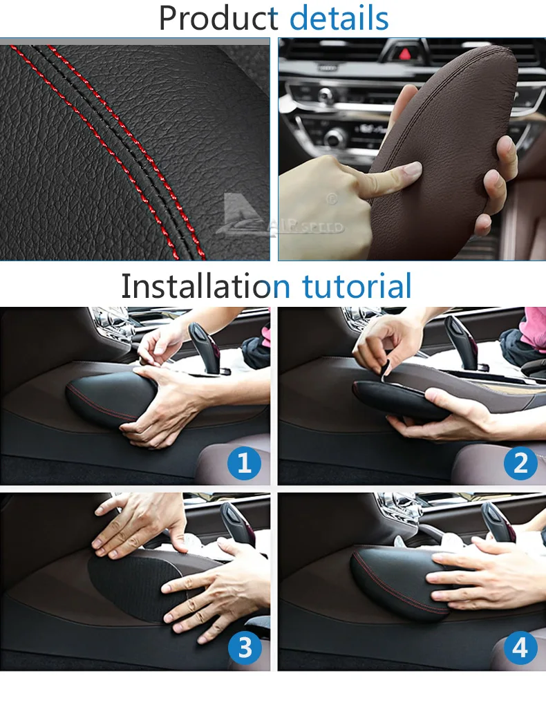 Leather Car Leg Cushion Knee Pad Thigh Support Pillow for Mercedes Benz W203 W204 W205 W211 W210 W212 AMG Accessories (9)