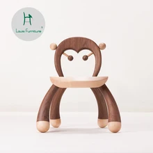 Louis fashion Children Chairs Solid Wood Furniture Cartoon Home Backrest Baby Small Wood Gift
