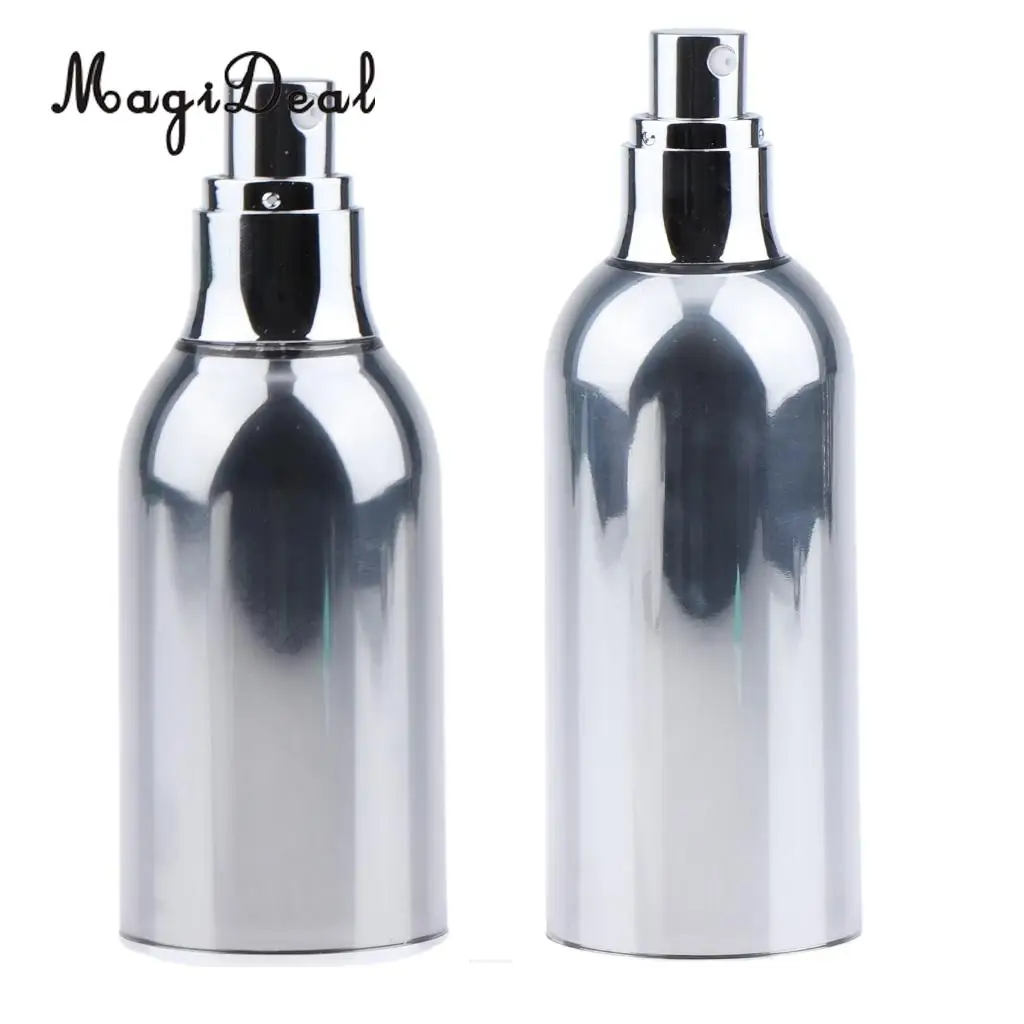 Kesoto 2x Empty Face Makeup Cream Container Airless Pump Spray Bottle Sample Bottle 100ml with 50ml
