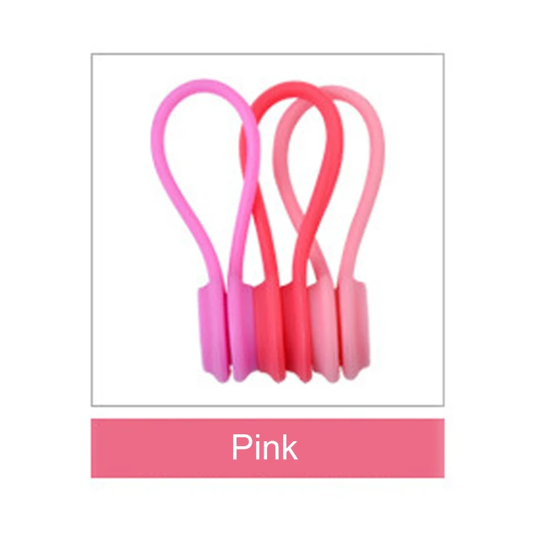 Кабельный провод Органайзер гарнитура тип магнит наушники шнур намотки держатель кабеля зажимы органайзера многоцветный Силиконовый магнит катушка - Цвет: Розовый