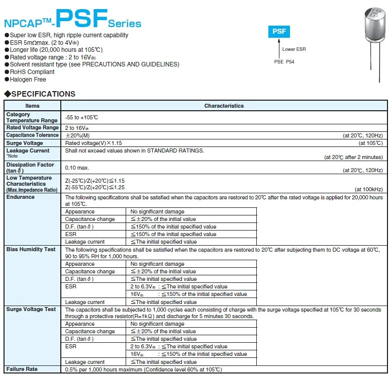 10 шт. 270 мкФ 16V NCC PSF serires 8x8mm супер низкий ESR 16V270uF для материнской платы VGA твердые конденсаторы