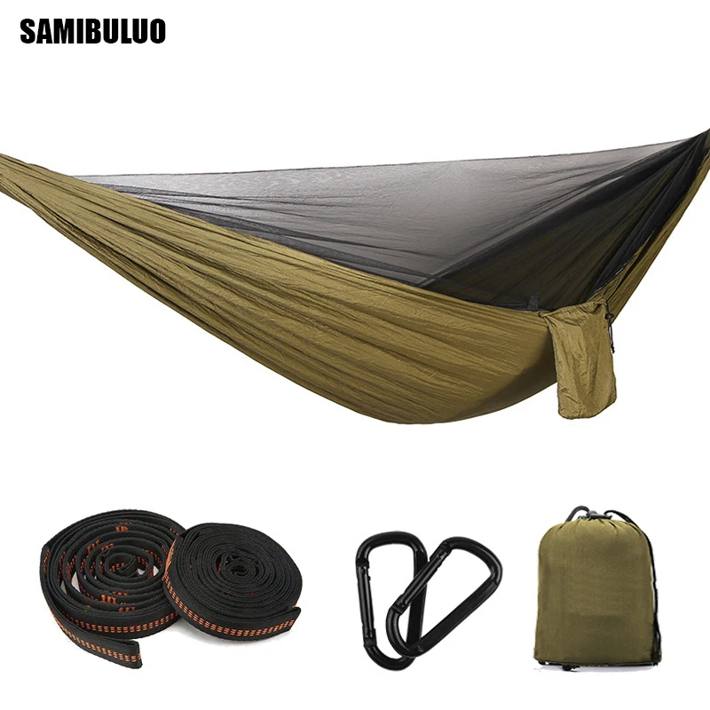 

SAMIBULUO Automatic Opening Mosquito Net Hammock Outdoor Mosquito-proof Hammock 290*140 with Wind Rope Nails