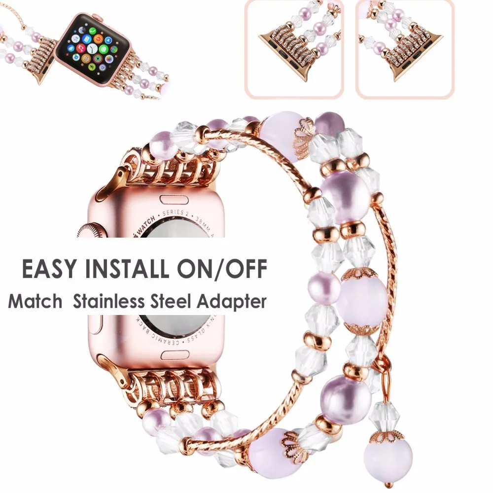 42mm 38mm Strap for Apple Watch 1 2 3 Replacement Beaded Elastic Strap