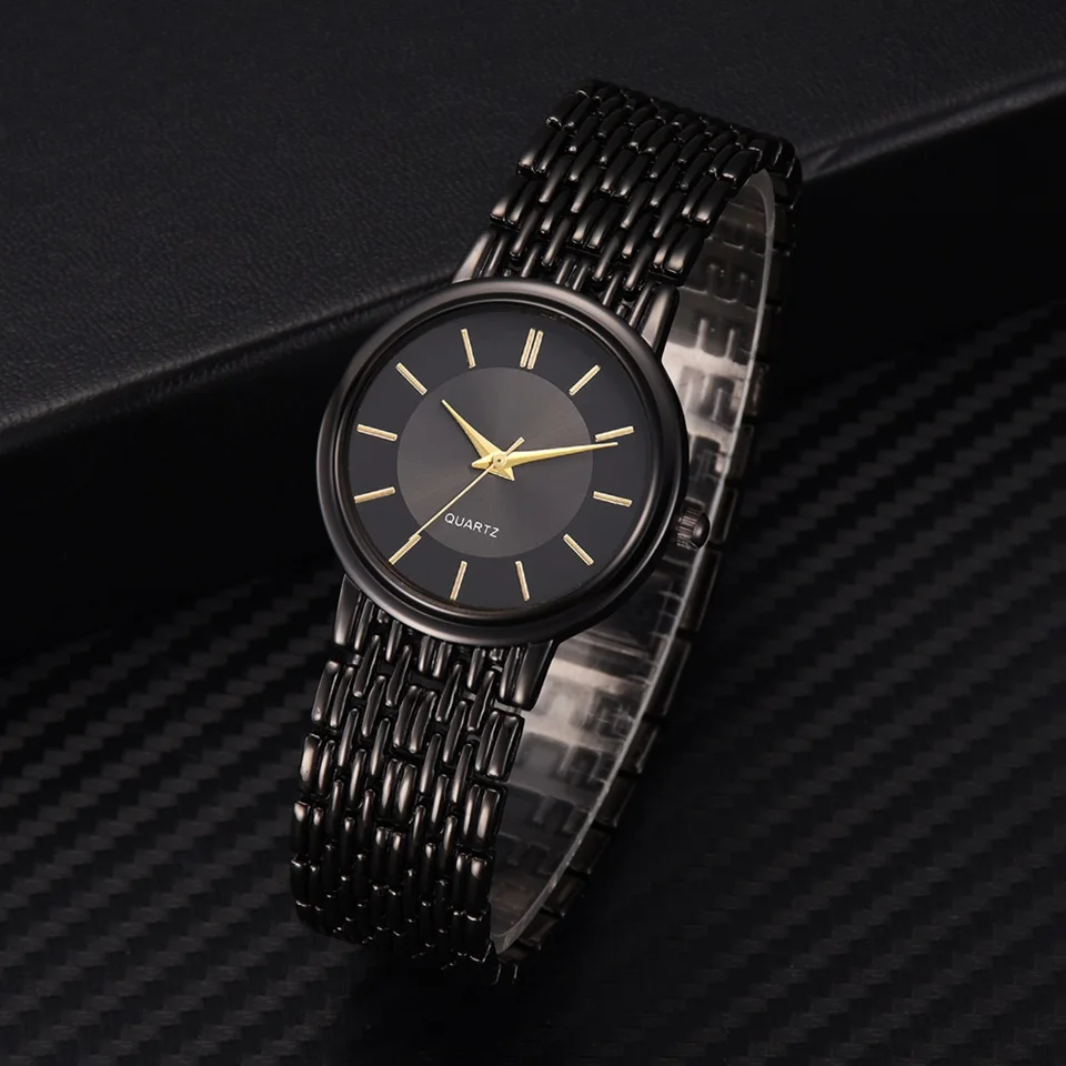 

Luxury Top Brand Stainless Steel Watches For Women Gold Black Dial Design Dress Quartz Clock High Quality Ladies Bracelet Watch
