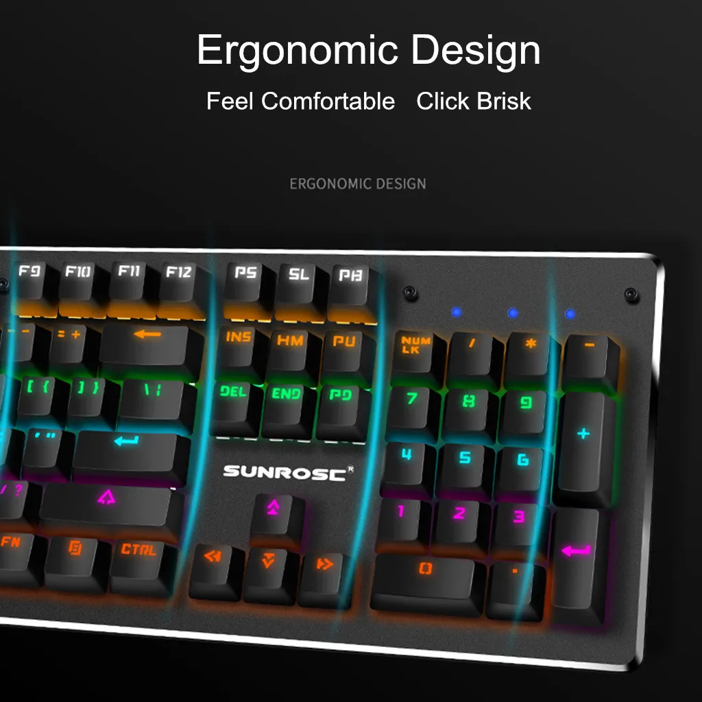 Игровая механическая клавиатура с RGB подсветкой, 104 клавиш, синий переключатель, проводная клавиатура, английская Водонепроницаемая игровая клавиатура, Rgb 522#2