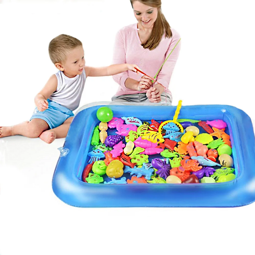 21 шт. с надувной бассейн Магнитная рыбалка игрушка игры дети детские игрушки для ванной открытый весело рыбалка игрушки