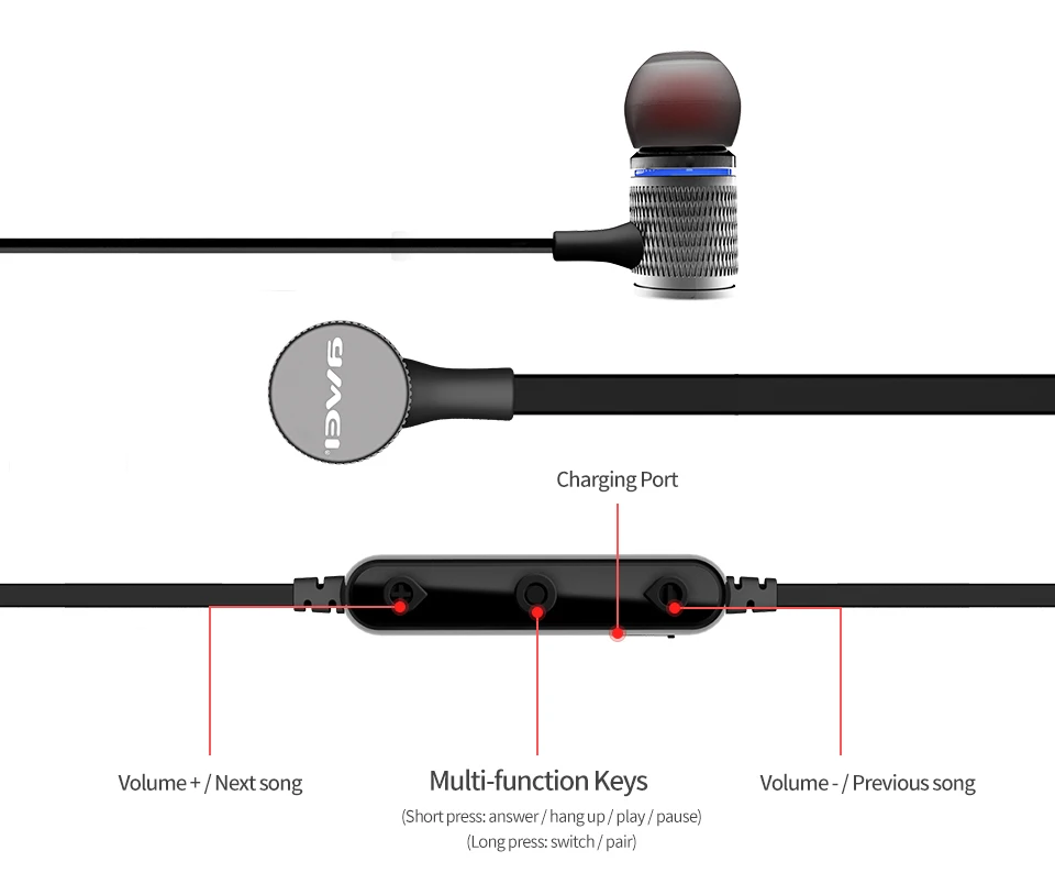 AWEI T12 Bluetooth наушники беспроводные наушники гарнитура для телефона спортивные наушники с микрофоном Bluetooth CSR V4.2 супер бас наушник