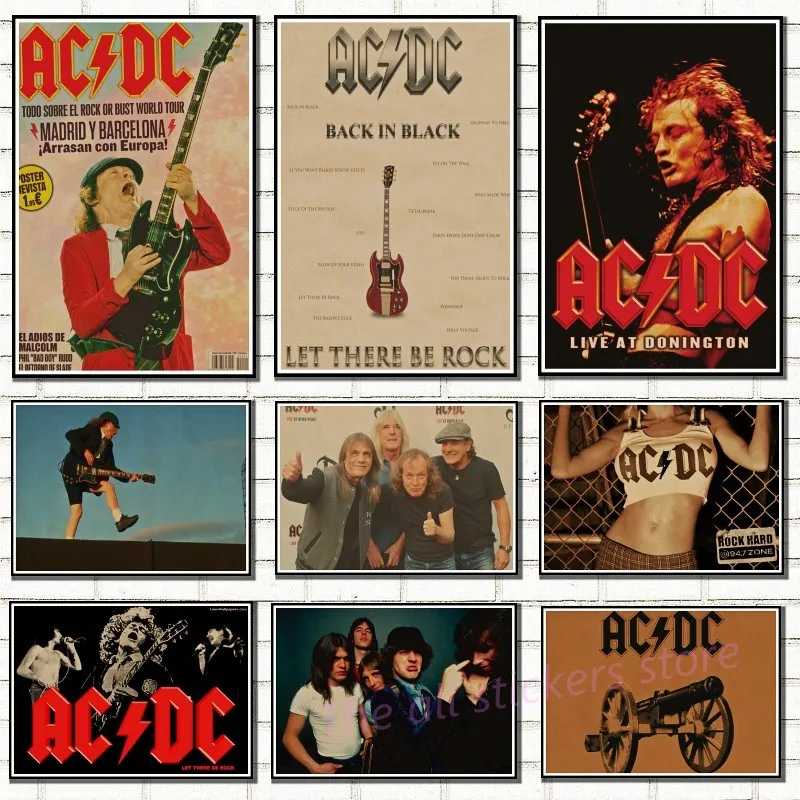 Плакат acdc. Австралийская/рок-группа ACDC/Malcolm/Angus. Крафт-бумага ВИНТАЖНЫЙ ПЛАКАТ винтажная Наклейка на стену/6001