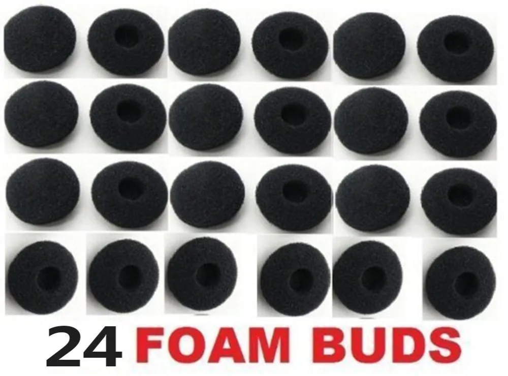 24pcs Black Foam Earbud Earpad Ear Bud Pad Replacement Sponge Covers Protective Sleeve