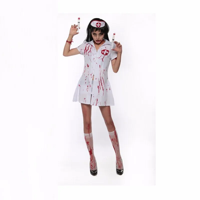 Halloween Party Зомби костюмы для Для женщин зомби медсестра костюмы для взрослых нарядное платье костюмы на Хэллоуин для Для женщин