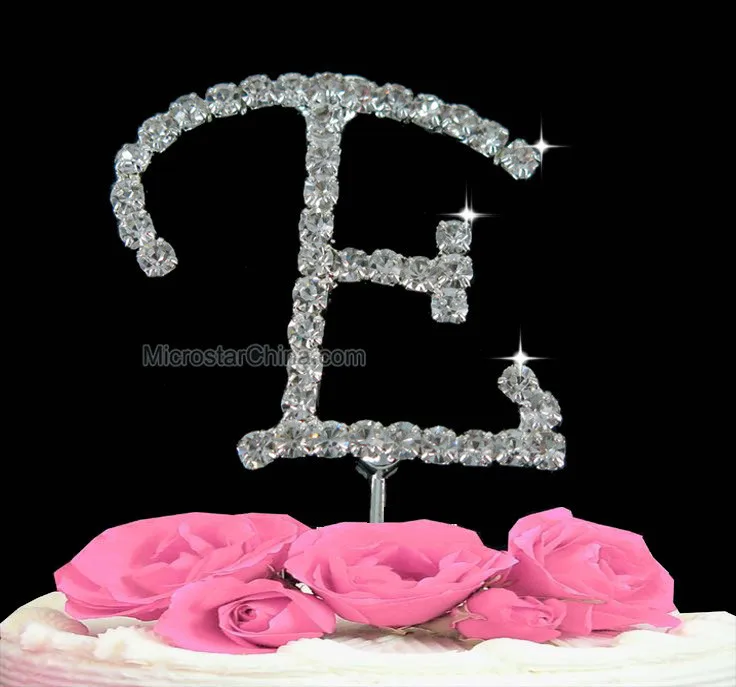 Crystal-Diamante-Rhinestone-Monogram-E-Letter-E-Cake-Topper-Wedding-Anniversary-Decoration