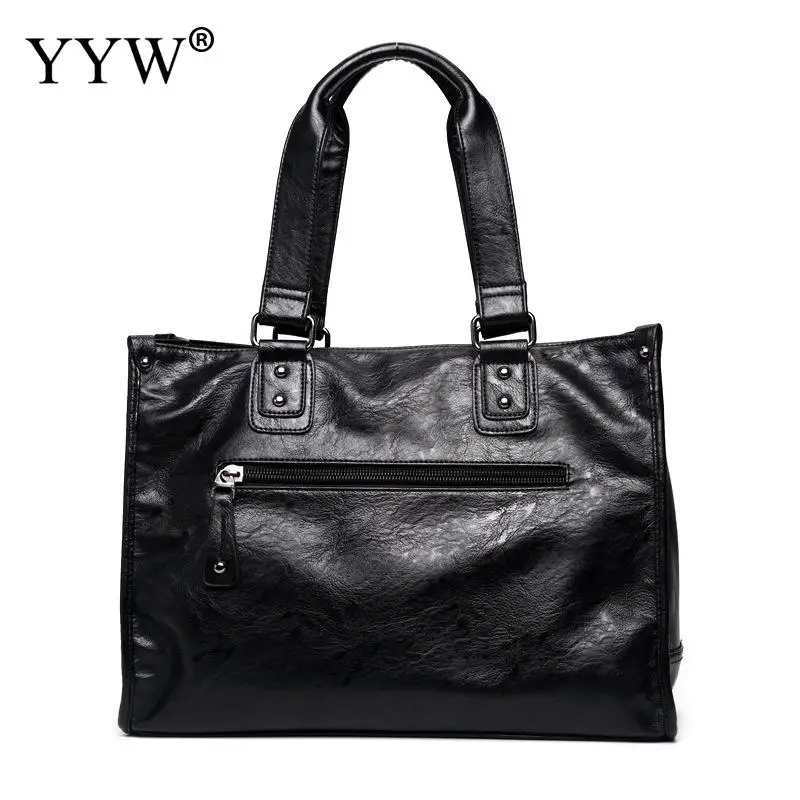 Black Multifunction Men'S Executive Briefcase Business Male Laptop Bag Portfolio Tote Bags For Men Black Pu Leather Handbag