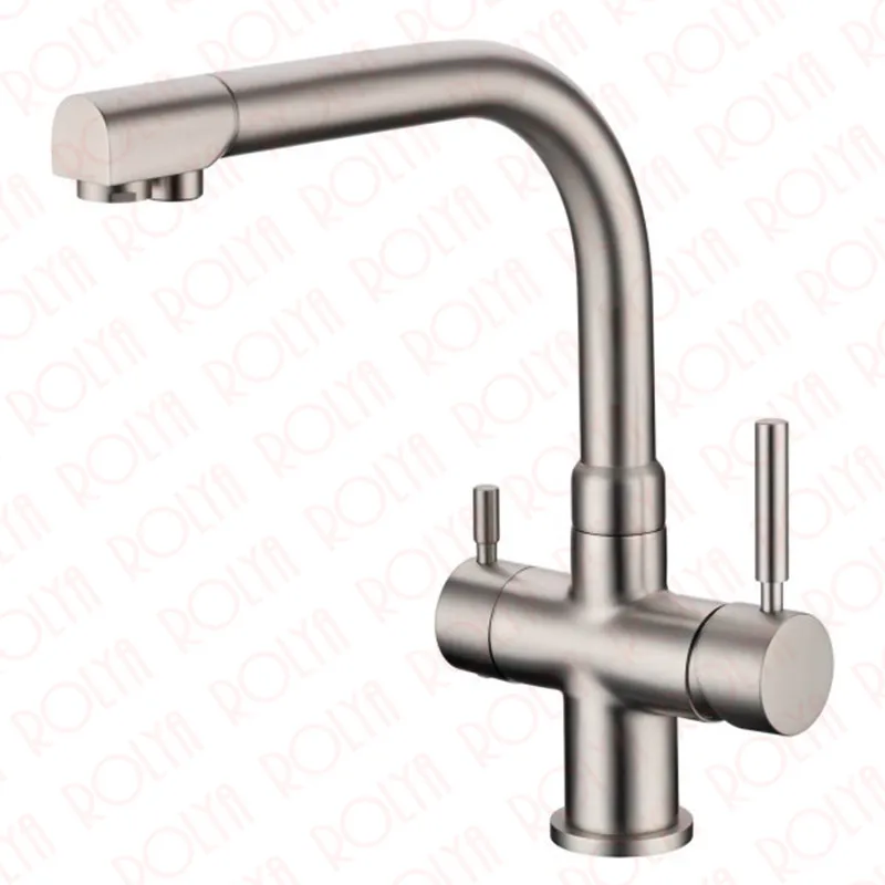 

Rolya Ronda 3-Way Kitchen Faucet Osmosis Tri Flow Sink Mixer 3 Way Water Filter Tap Brushed Nickel