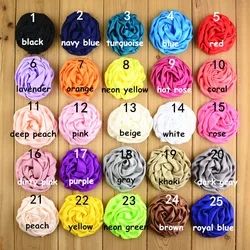 

Free shipping , 100 pcs/lot , 2.9" Satin Rolled Rose Rosettes Fabric Flowers , Silk Rolled Rosette Appliques