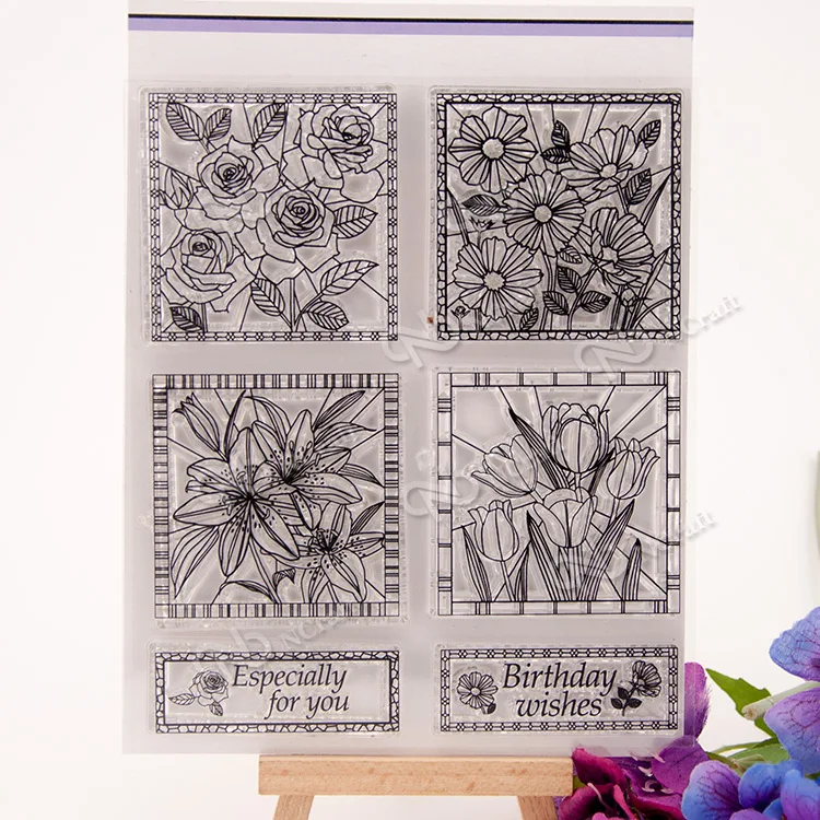 

Birthday wishes flower Transparent Clear Silicone Stamp/Seal for DIY scrapbooking/photo album Decorative clear stamp sheets A377