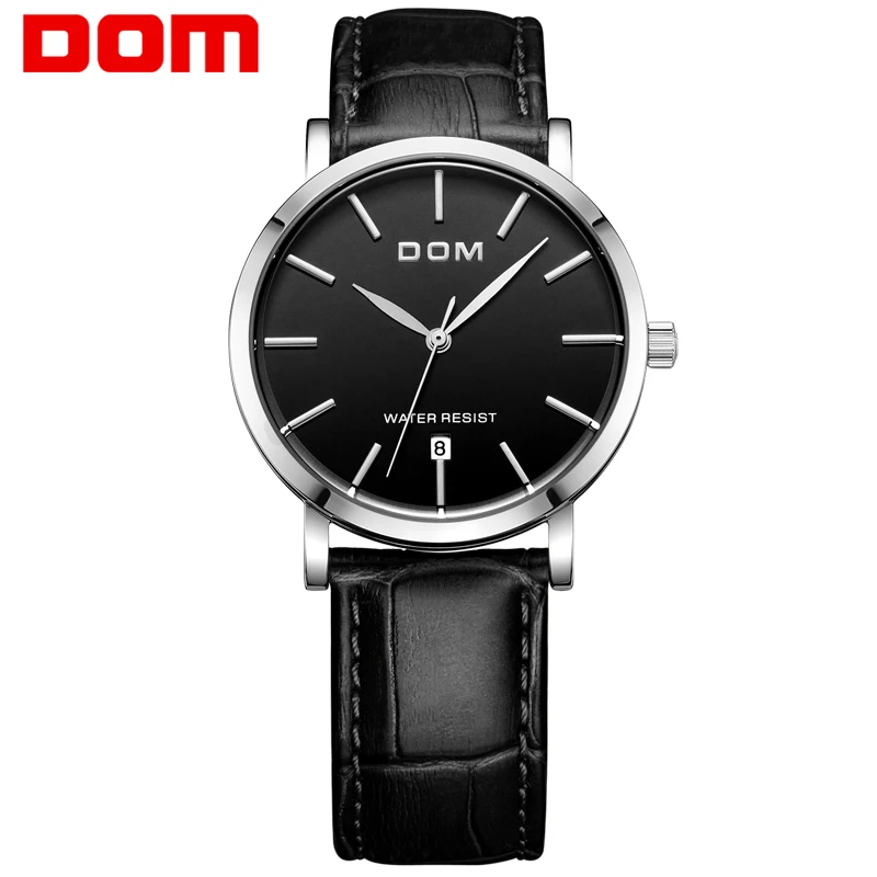 

Dom Brand watches Men casual waterproof vintage table ultra-thin fashion genuine leather strap table male watches M259L1M
