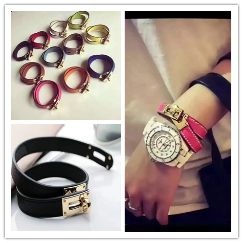 

Brand Punk Style PU Women Bracelet Fashion Candy Color Double Layer PU Leather Bracelet&Bangle For Women Hot Selling Bracelet