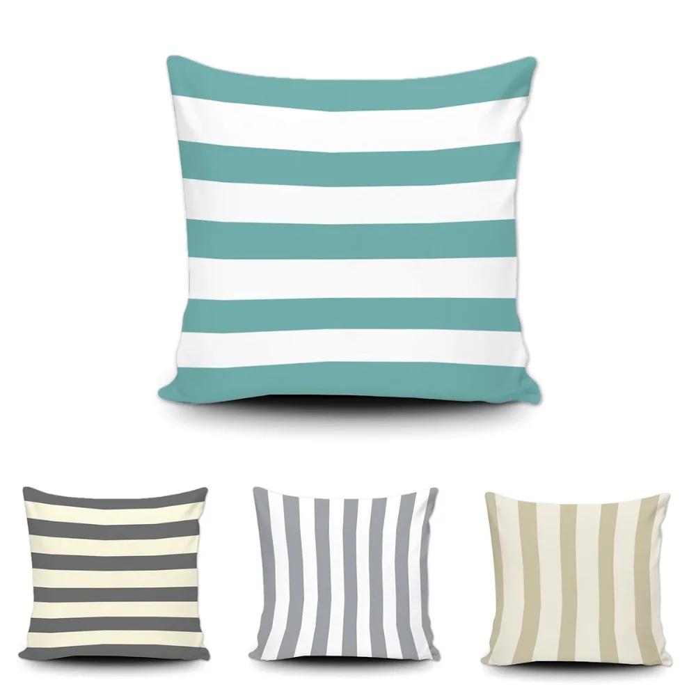 

Fashion Stripe Cushion Cover Customize Geometric Black Blue White Cushion Cover Home Sofa Car Decor Soft Cushion Cases For Gift