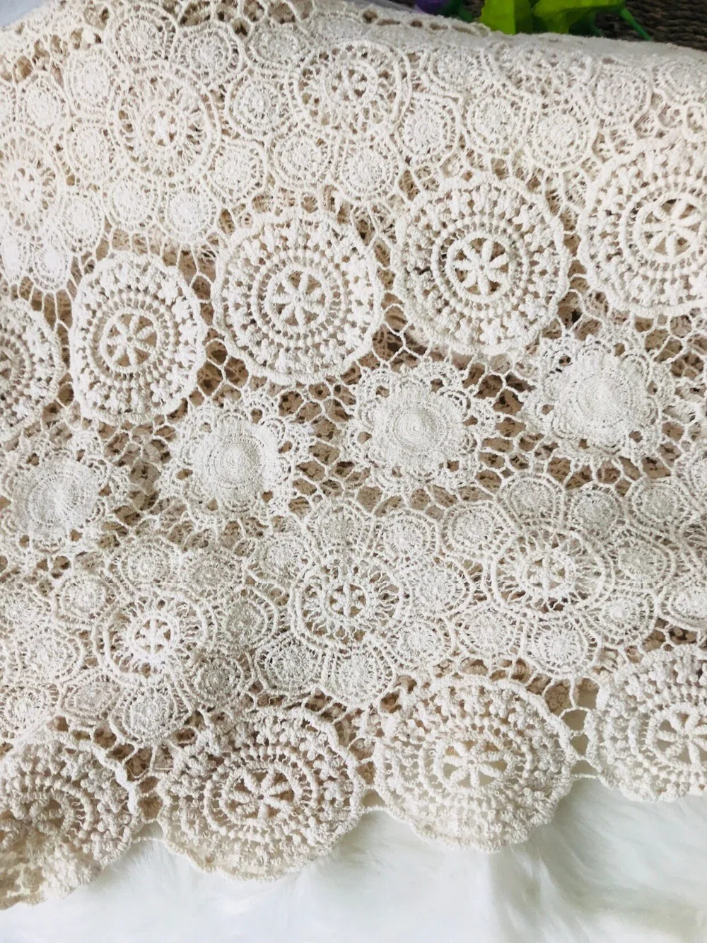 Beige Cotton Lace Fabric, Embroidered Lace Fabric, cotton fabric lace,  wedding table cloth - AliExpress