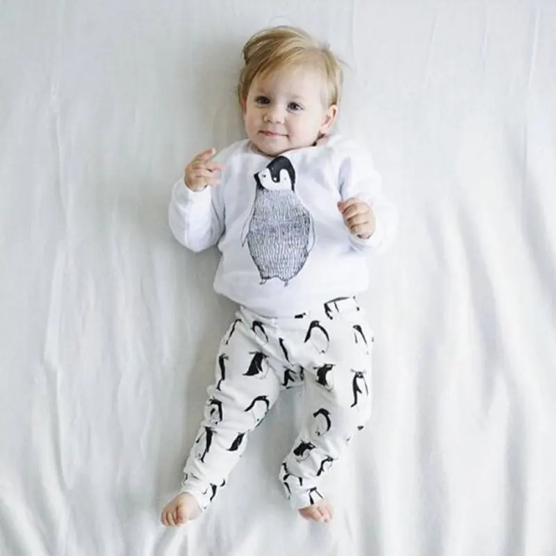 

2016 Autumn Fashion baby boy girl clothes set cotton long sleeved t-shirt+pants newborn infant 2pcs suit baby girl clothing sets