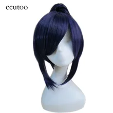 Ccutoo yamatonokami yasusada синий фиолетовый микс короткие прямые синтетические парик для студенческой вечеринки с чипом хвостик