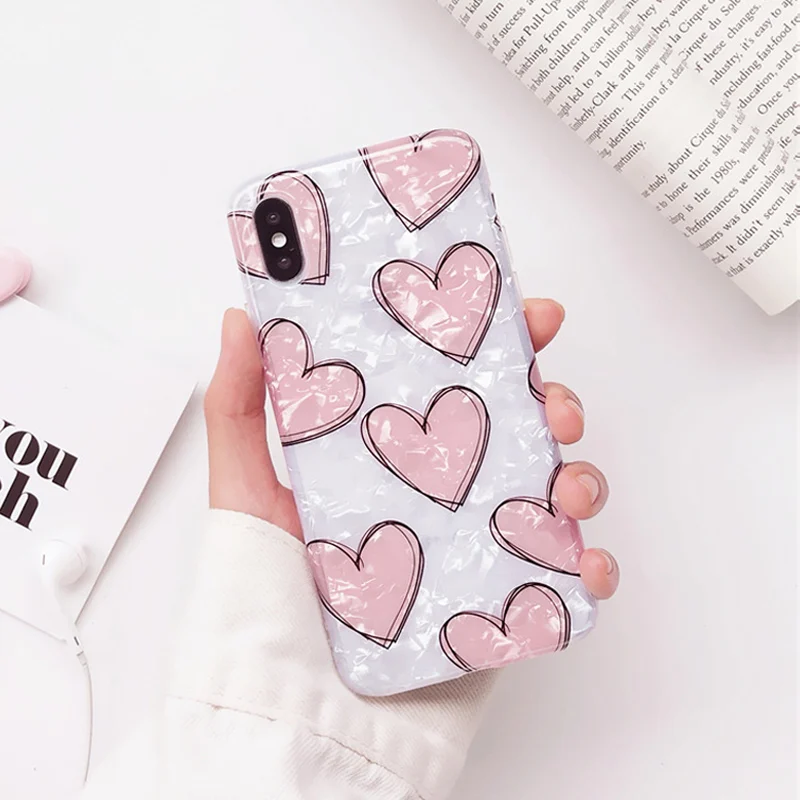Girly Love Heart Cute Phone Case For iPhone XR XS Max X 6 6S 7 8 Plus