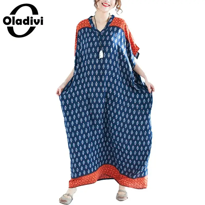 

Oladivi Brand Oversized Clothes Fashion Print Casual Dress Plus Size Women Loose Dresses Ladies Long Top Shirt Tunics Vestidios